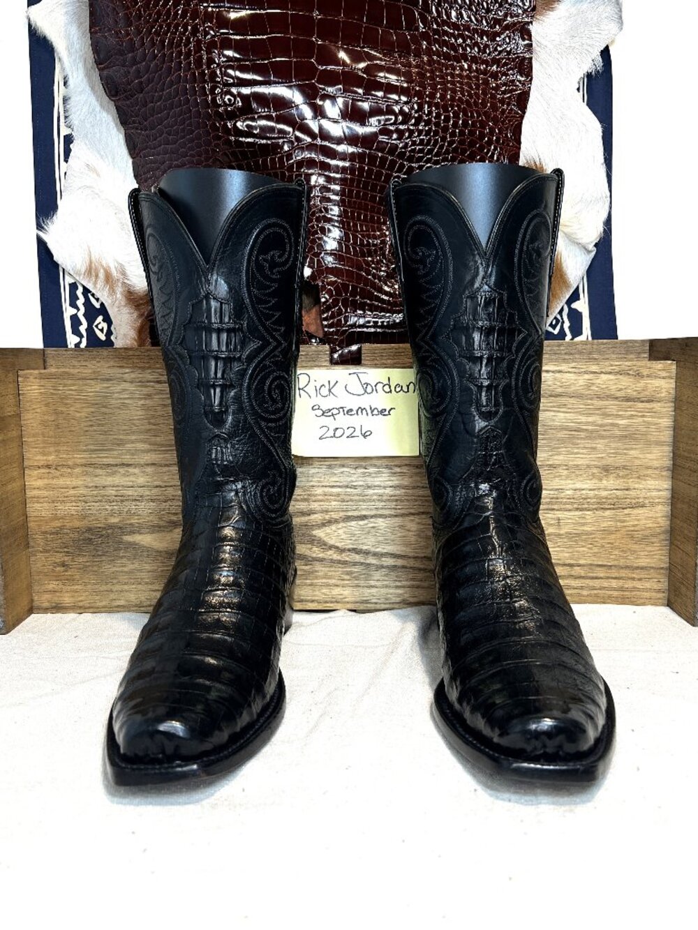 Lucchese Bootmaker Black "Jones" Ultra Caiman Belly Cowboy Boots Size 10D/10.5D